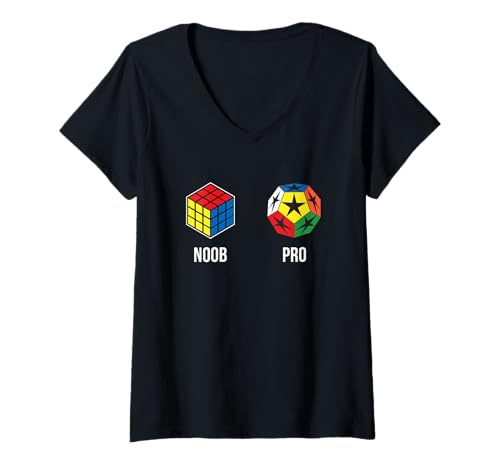 Damen Speed Cube Puzzle Cubing Lustiger Noob Pro T-Shirt mit V-Ausschnitt von Cube's Magic