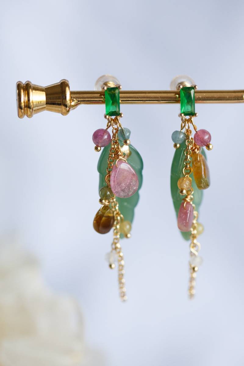 Astrid Aventurin & Turmalin Cluster Ohrringe Astrid Aventurin & Turmalin Cluster Ohrringe von CubicJewels