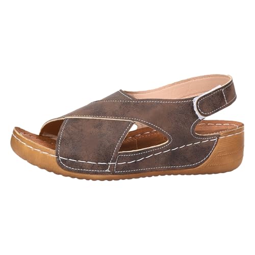 Cubinest Orthopädische Sandalen Damen Sommer Bequem Schuhe Breite Füße Atmungsaktiv Sommerschuhe Mit Weichem Fußbett Waschbare Slingback Sport Plateau von Cubinest