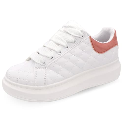 CucuFashion Plateau Sneaker Weiß - Sneaker Damen Weiss, Weiße Sneaker Damen, Sneaker Weiß Damen, Sneaker Weiss Damen, Plateau Sneaker Damen - Weiß/Rosa EU 38 von CucuFashion