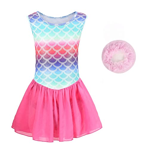 Cucudy Gymnastics Leotards for Girls Gradient rainbow Color Sparkle Dance Leotard Sleeveless Dancewear Girls Leotards Athletic Ballet Dance Dress Kids (Rainbow, 5-6 Years) von Cucudy
