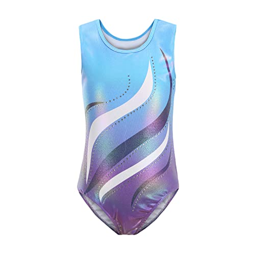 Cucudy Gymnastics Leotards for Girls Long Sleeve/Sleeveless Gradient Color Diamond Leotard Dancing Ballet Gymnastics Athletic Leotard for Kids 5 6 7 8 10 11 12 Years von Cucudy