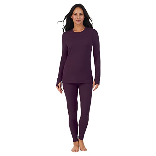 Cuddl Duds Damen Langarm Top und Leggings Unterteil Thermo Base Layer 2-teiliges Set - Feuchtigkeitstransport, Boysenberry Lila, Medium von Cuddl Duds