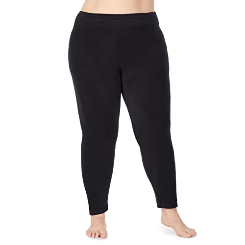 Cuddl Duds Fleece-Hose mit Stretch-Leggings für Damen – Thermo-Fleece gefütterte Basisschicht – Winterkleidung für kaltes Wetter, Schwarz, X-Klein von Cuddl Duds