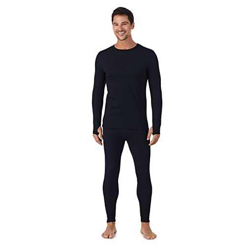 Cuddl Duds Herren Funktionsunterwäsche Skiunterwäsche Langarm und Hose Base Layer 2-teiliges Set – Feuchtigkeitstransport, Schwarz, Large von Cuddl Duds