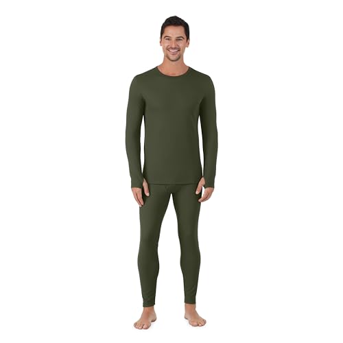 Cuddl Duds Thermounterwäsche-Hemd und Leggings Set für Herren – schwere Fleece-gefütterte lange Unterhose – Winterkleidung, Jäger-Grün, X-Large von Cuddl Duds