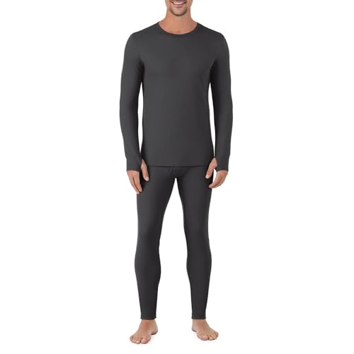 Cuddl Duds Thermounterwäsche-Hemd und Leggings Set für Herren – schwere Fleece-gefütterte lange Unterhose – Winterkleidung, Dunkelgrau, Large von Cuddl Duds