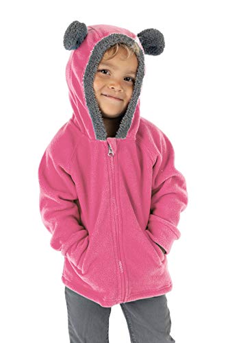 Cuddle Club Fleece Baby Jacke für Neugeborene und Kinder bis 5 Jahre - Baby Kleidung - Reißverschluss Jacke Kleinkind – Kind oder Baby Mädchen und Jungs – BearFleeceJacketPink3T von Cuddle Club