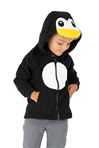 Cuddle Club Fleece Baby Jacke für Neugeborene und Kinder bis 5 Jahre - Baby Kleidung - Reißverschluss Jacke Kleinkind – Kind oder Baby Mädchen und Jungs – PenguinFleeceJacketBlack/White5T von Cuddle Club