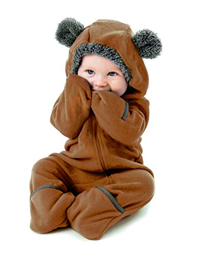 Cuddle Club Fleece Baby Romper Jumpsuit, Bear - Brown, 18-24 Months von Cuddle Club