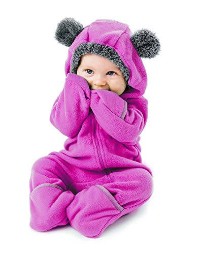 Fleece Baby Romper Jumpsuit, Bear - Purple, 18-24 Months von Cuddle Club