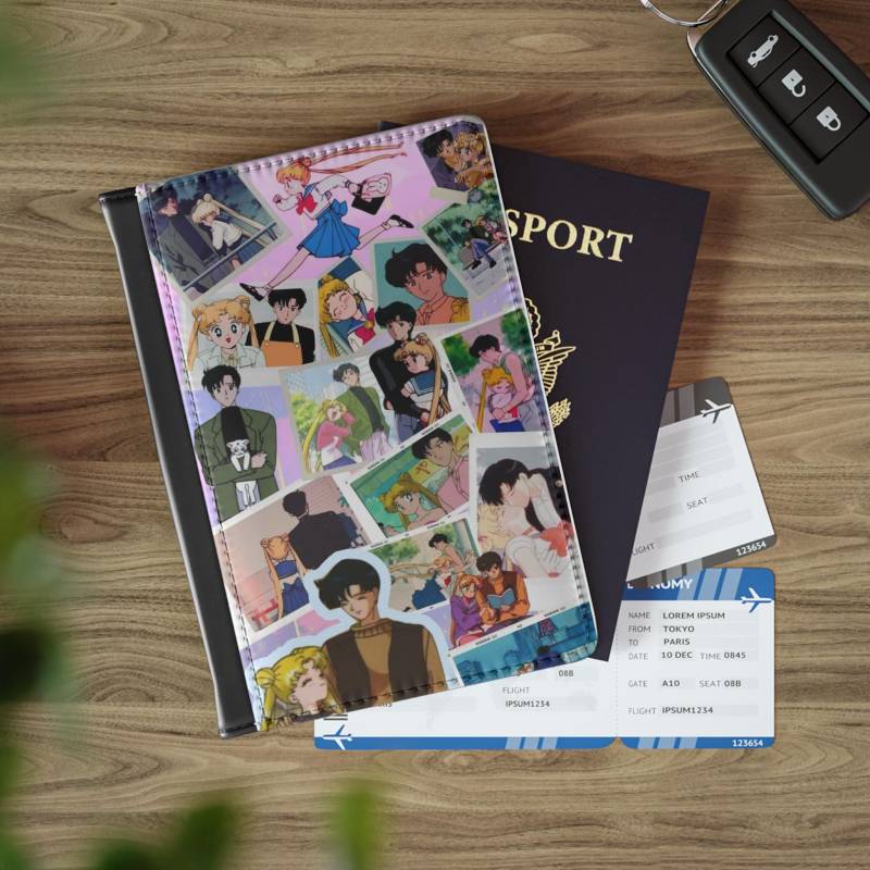 Anime-Inspired Sailor Mon Passport Cover With Nostalgic Collage, Travel Accessory, Gift For Travelers, Vacation Essentials, Unique von CuddleClubStudio