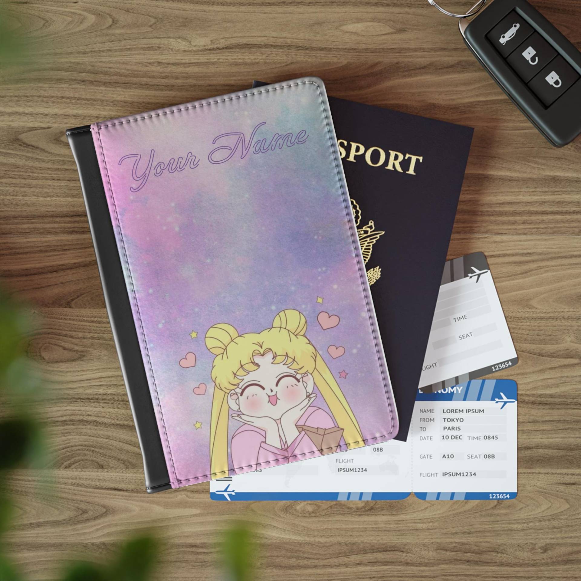 Cute Customizable Passport Cover With Colorful Design, Travel Accessory, Gift For Travelers, Personalized Holder, Vacation Anime von CuddleClubStudio