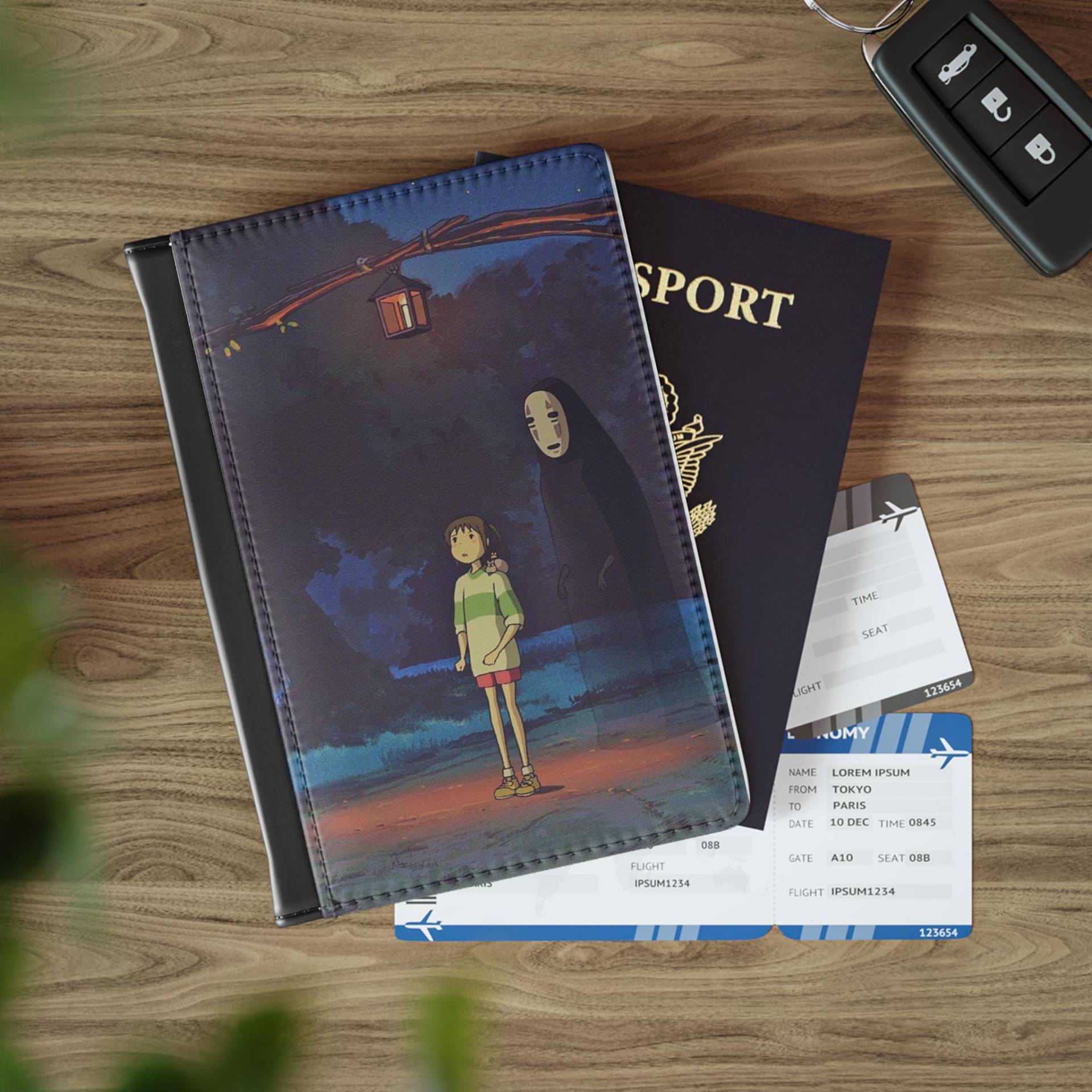 Spirited Away No Name Inspired Studio Ghibli Travel Holder Case, Anime Lover Gift, Passport Cover, Accessory Organizer von CuddleClubStudio