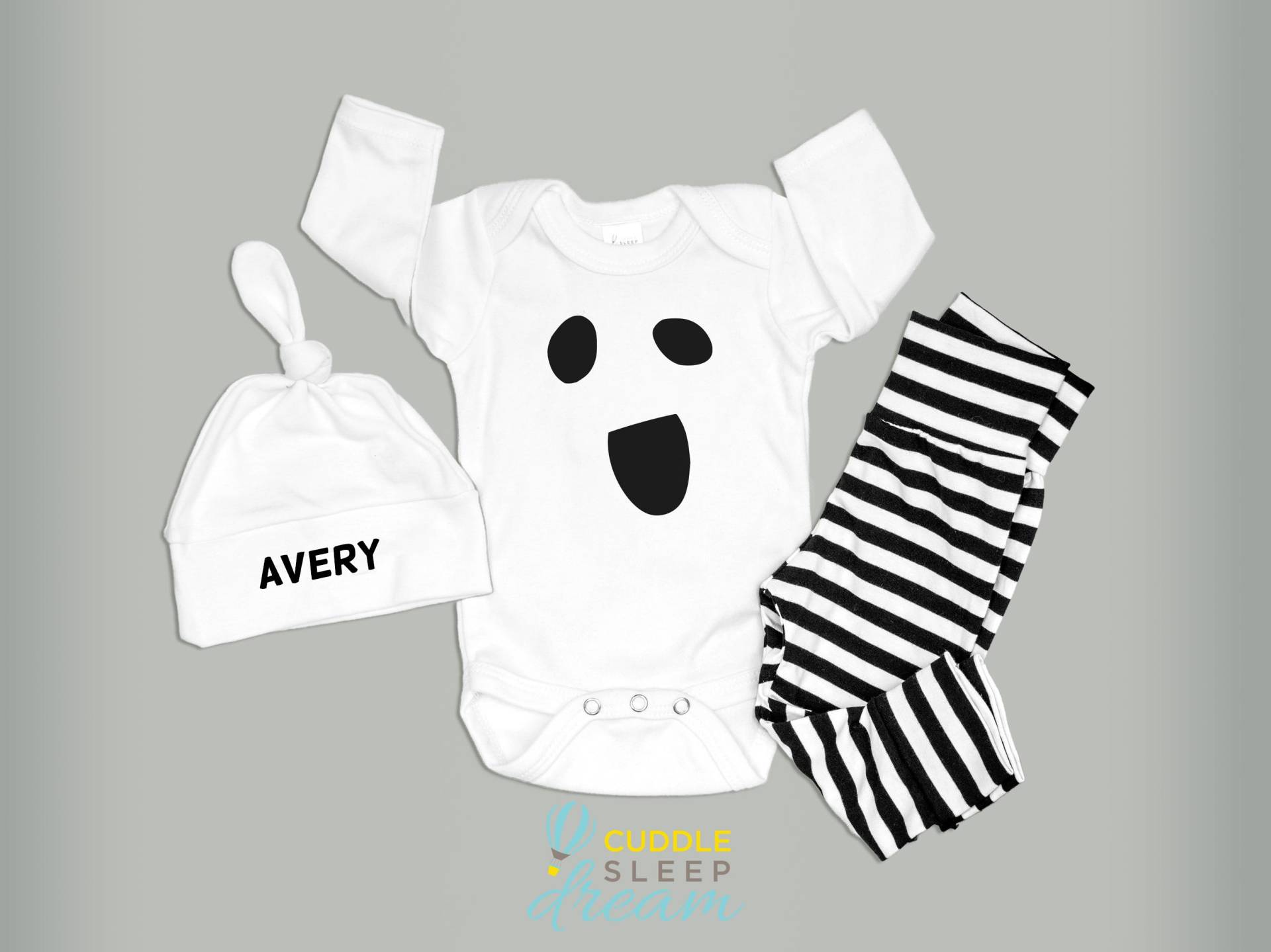 Baby Gespenst Kostüm. Neugeborenen Halloween Outfit. Junge Oder Mädchen. Guck Mal. Schwarz Weiß. Säugling. Gespenster Body. Minimalistisch Einfach von CuddleSleepDream