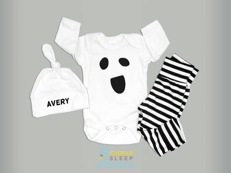 Baby Gespenst Kostüm. Neugeborenen Halloween Outfit. Junge Oder Mädchen. Guck Mal. Schwarz Weiß. Säugling. Gespenster Body. Minimalistisch Einfach von CuddleSleepDream