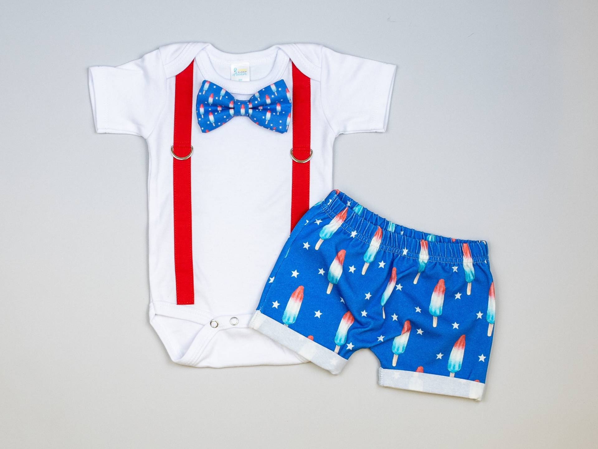 Baby Jungen 4. Juli Outfit. Eis Am Stiel Shorts. 4.juli Outfit Für Kleinkinder. Fliege Hosenträger Outfits Jungen. Neugeborener von CuddleSleepDream