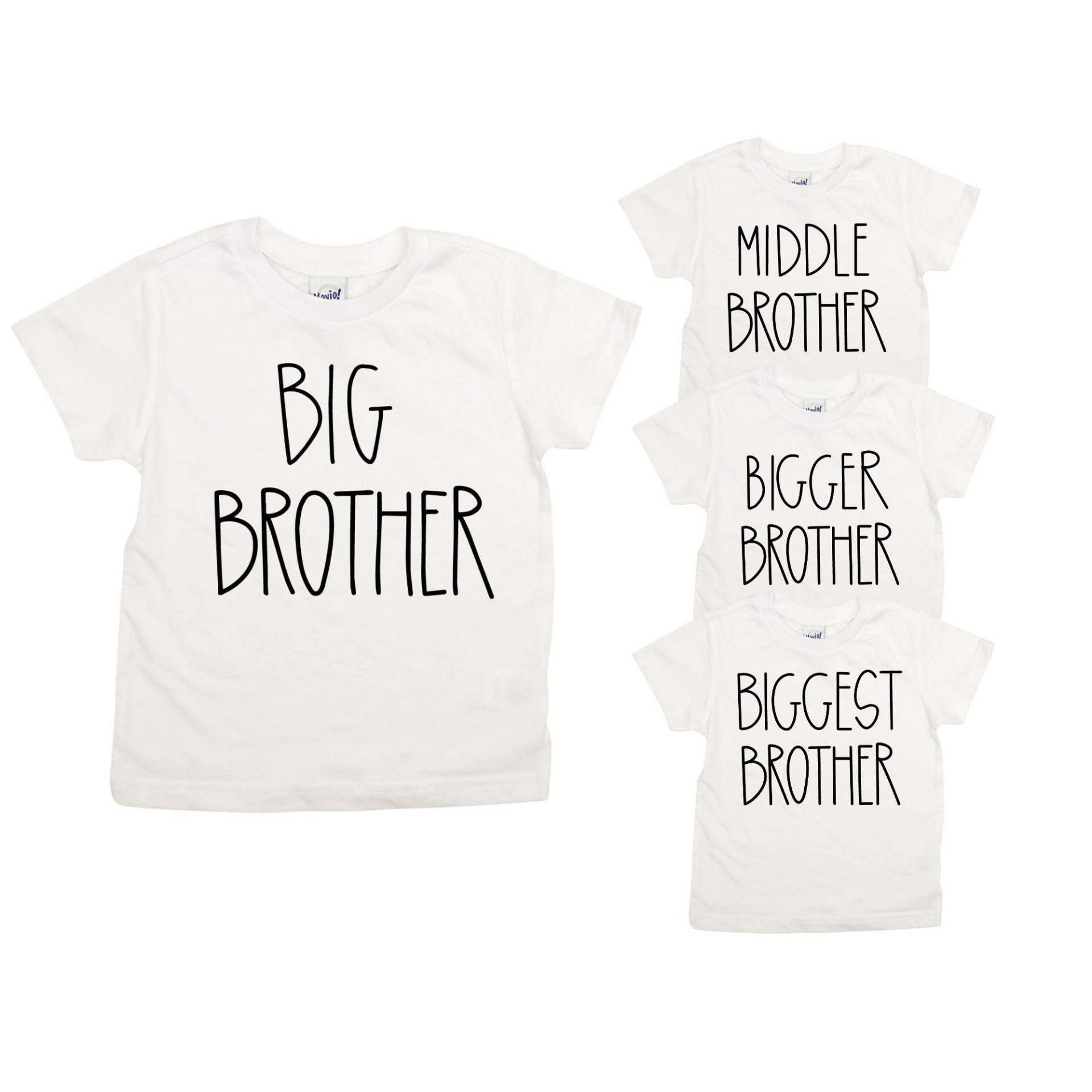 Bruder Shirt/Weiss, Farmhouse Style Caps Schlichte Minimale Big Brother Ansage, Mittlerer, Größer, Größter von CuddleSleepDream