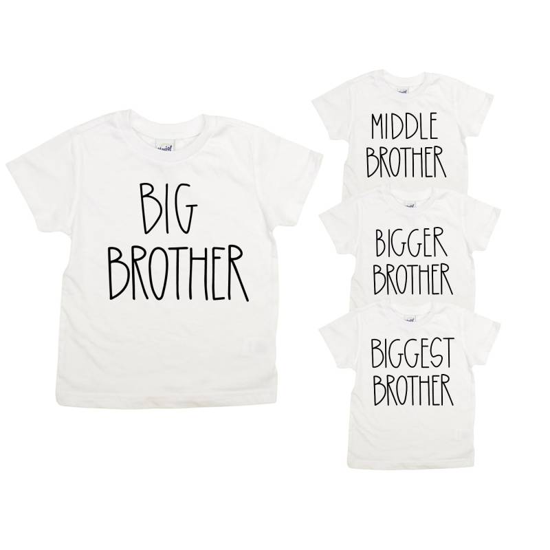 Bruder Shirt/Weiss, Farmhouse Style Caps Schlichte Minimale Big Brother Ansage, Mittlerer, Größer, Größter von CuddleSleepDream