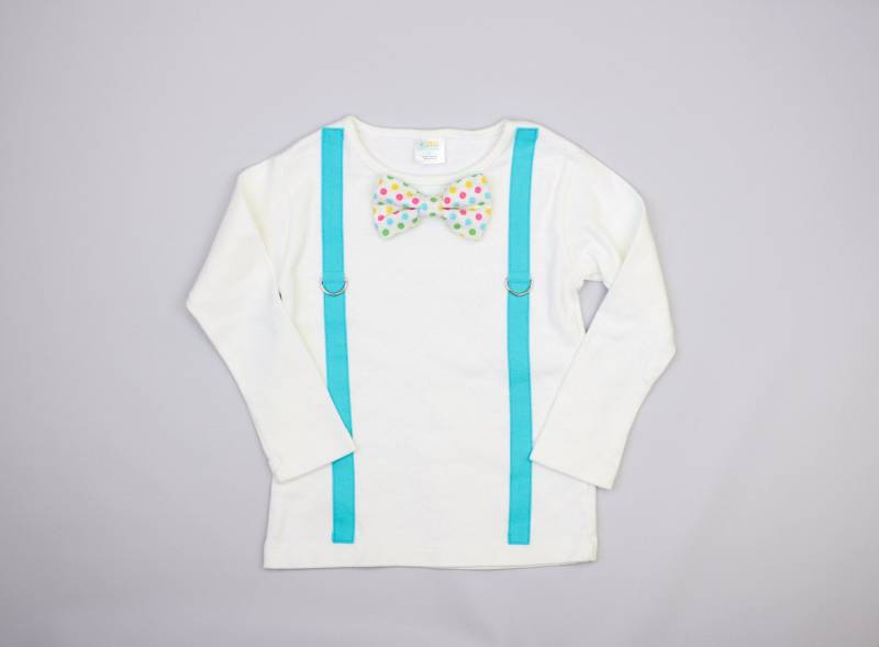 Kleinkind Junge Ostern Bild Outfit. Aqua Hosenträger & Osterkrawatte. Bowtie. Frühling. 2T 3T 4T 18M 24M Polka Dot Or Chevron von CuddleSleepDream