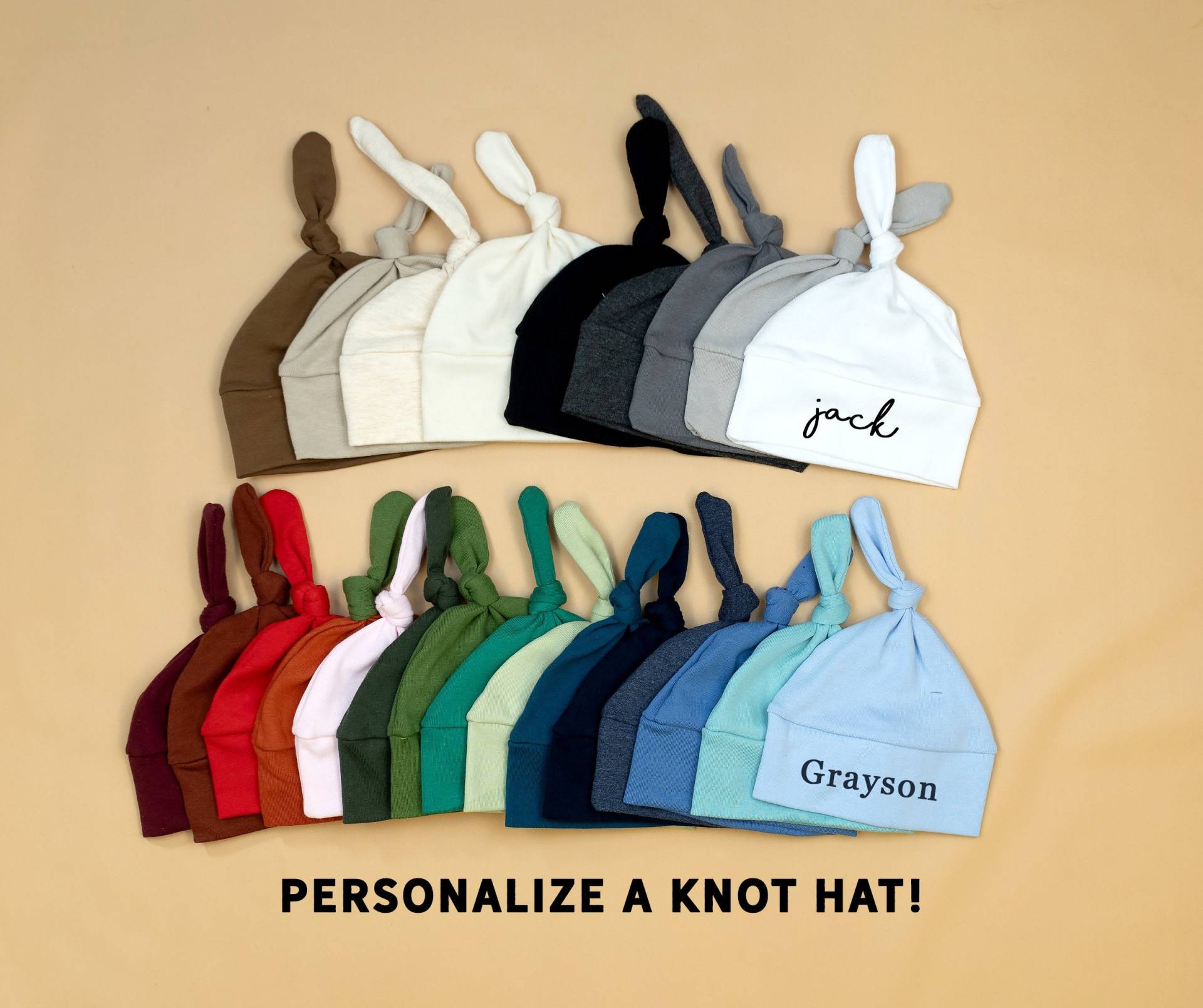 Personalisierte Knoten-Hut. Größe Small Hut. Baby Jungen Namen Mütze. Mädchen, Gender Neutral, Neugeborenen Blau Schwarz Beige Weiß Grau von CuddleSleepDream