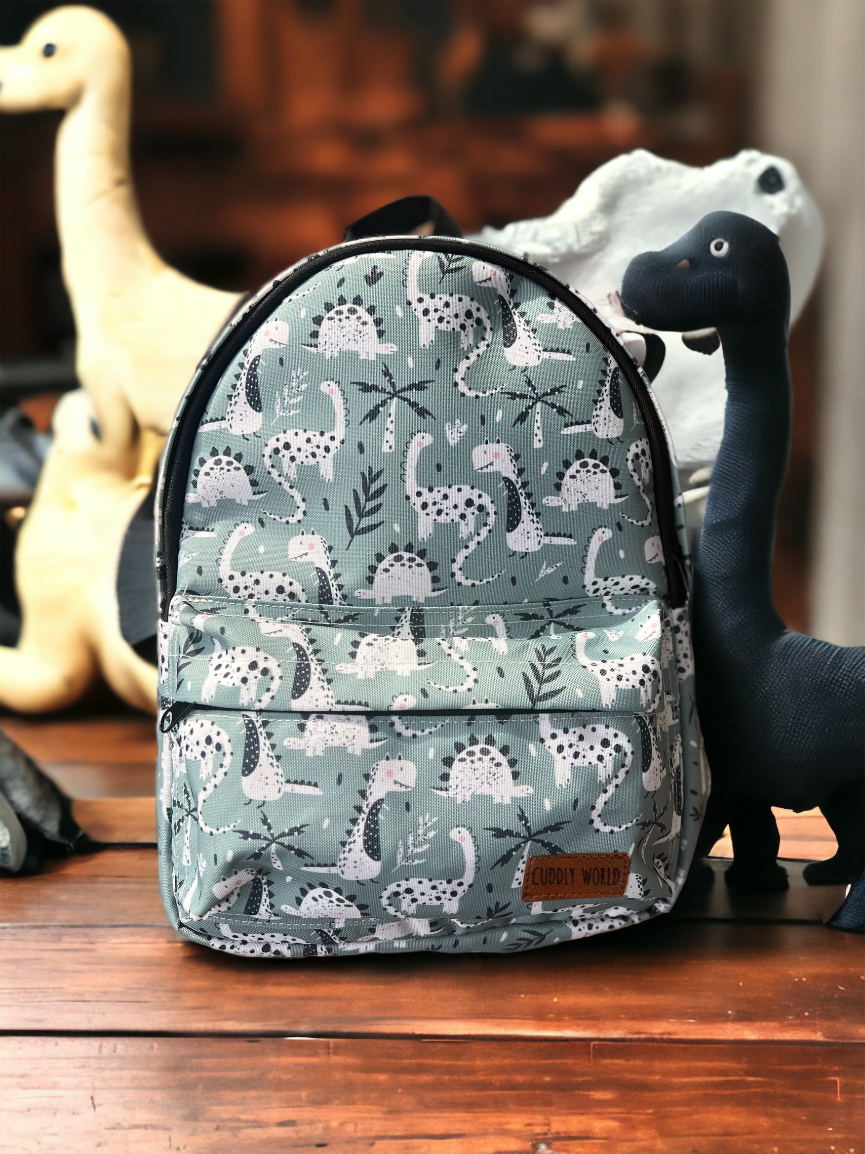 Grüner Dino Schulrucksack, Kleinkinder Rucksack, Top Griff Zippy Für Schule & Kindergarten, Kinder Geschenk Kuschelwelt von CuddlyWorldAustria