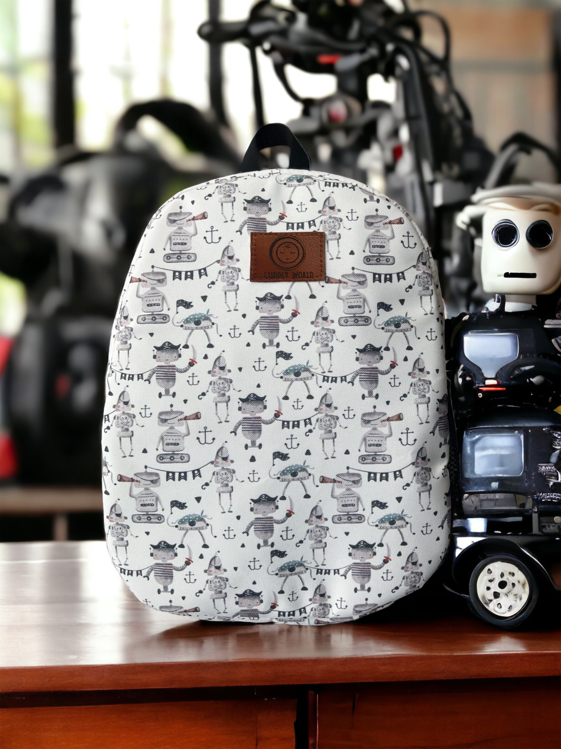 Piraten Roboter Mittelgroßer Rucksack, Kleinkinder Vorschulrucksack, Top Griff Zippy Kindergarten Kinder Geschenk Kuschelwelt von CuddlyWorldAustria