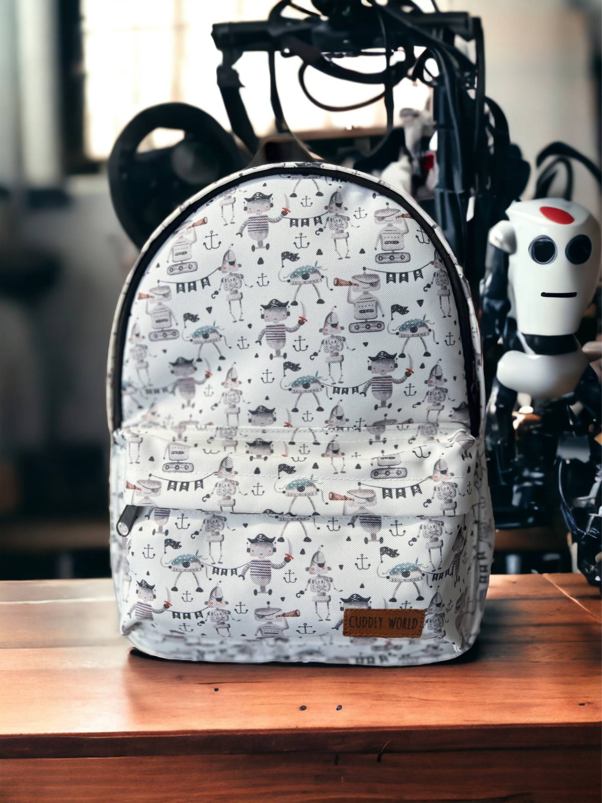 Piraten Roboter Rucksack, Kleinkinder Top Griff Zippy Für Schule & Kindergarten, Kinder Geschenk Kuschelwelt von CuddlyWorldAustria