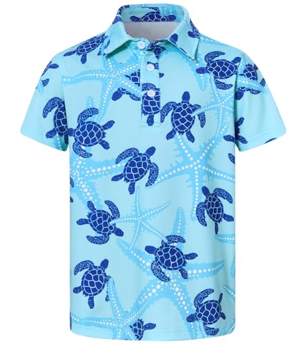 Cuddomper Performance Poloshirt für Jungen, kurzärmelig, Golfkleidung für aktive Freizeit, Größe 5–14, Blaugrün/Ein Hauch von Paradies (Trace of Paradise), 9-10 Jahre von Cuddomper