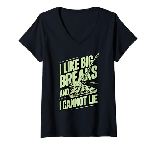 Damen I Like Big Breaks and I Cannot Lie Funny Pool Billard T-Shirt mit V-Ausschnitt Damen I Like Big Breaks and I Cannot Lie Funny Pool Billard T-Shirt mit V-Ausschnitt von Cue Ball Humor Dirty Pool Joke Bar Game Pun Shark