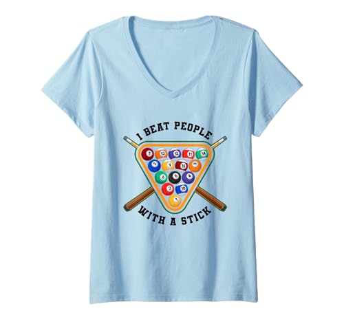 Damen Billardkugeln und Queue Lustiger Billardspieler T-Shirt mit V-Ausschnitt Damen Billardkugeln und Queue Lustiger Billardspieler T-Shirt mit V-Ausschnitt von Cue & Cloth Co.