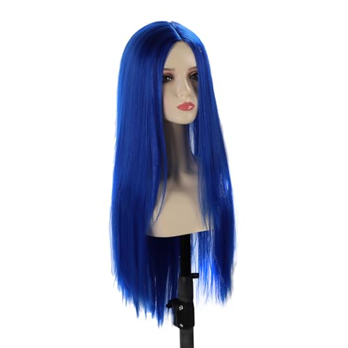 Cufaee Mittlerer Teil Perücke, langes, geradees Haare, mittleres Mittelteil voller Haarperücken mit eingebauten Haarnetz für Frauen (Königsblau) von Cufaee
