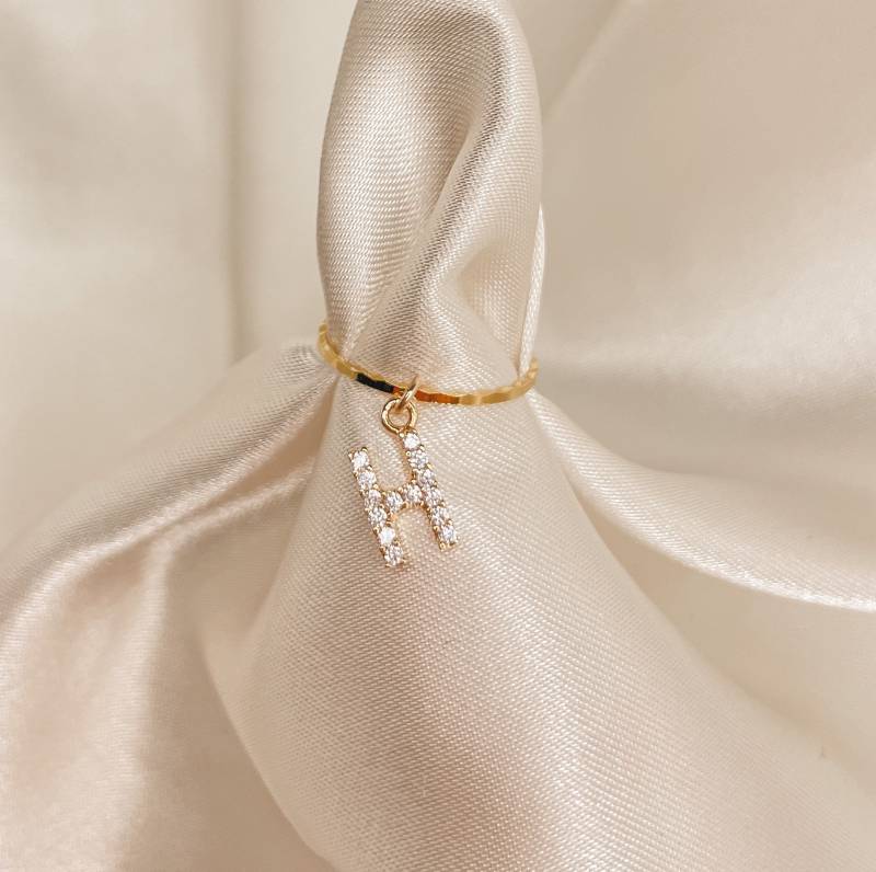 Gold Midi Ring Zirkonium Initial Gold Midi Ring Zirkonium Initial von CuffMeCo