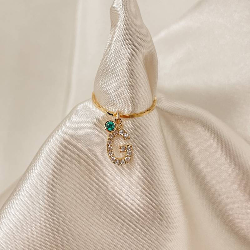 Zirkonium Initial X Birthstone Midi Ring Top Seller von CuffMeCo