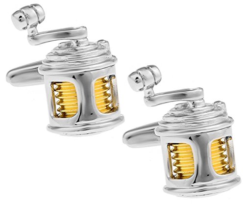Cufflinks Direct Dreidimensionale Angeln Angelrolle Silber und Gold Fisch Geschenk Manschettenknöpfe (Manschettenknöpfe mit Geschenktüte) von Cufflinks Direct