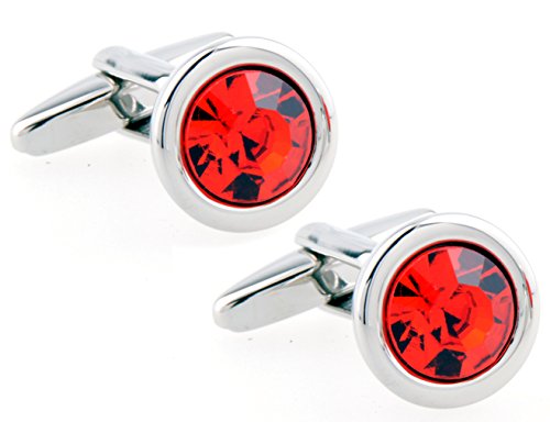 Cufflinks Direct Keine, Rote Kristall und Silber, Mann Hochzeit Geschenk Manschettenknöpfe von Manschettenknöpfen direkt (Manschettenknöpfe mit Geschenktüte) von Cufflinks Direct