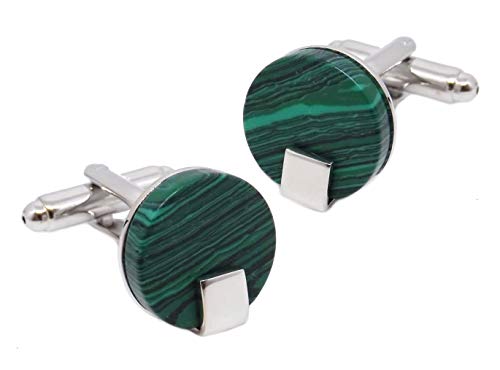 Cufflinks Direct Moderne, einzigartige Geschenk-Manschettenknöpfe aus grünem Malachit (Manschettenknöpfe mit Geschenkbox) von Cufflinks Direct
