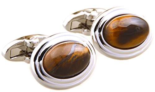 hochwertige natürliche Tigerauge Stein Inlay ovale Mann Geschenk Manschettenknöpfe von CUFFLINKS DIRECT (Manschettenknöpfe mit Geschenktüte) von Cufflinks Direct