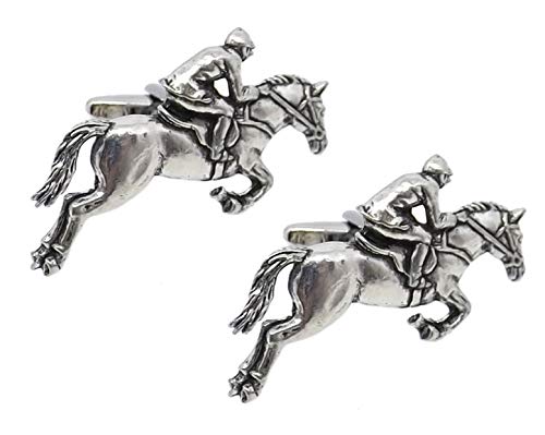 Silberpinnz, Pferd, Vielseitigkeit Springreiten Jagd Zeigen Geschenk Manschettenknöpfe Von CUFFLINKS.DIRECT (Manschettenknöpfe mit Geschenkbox) von Cufflinks Direct