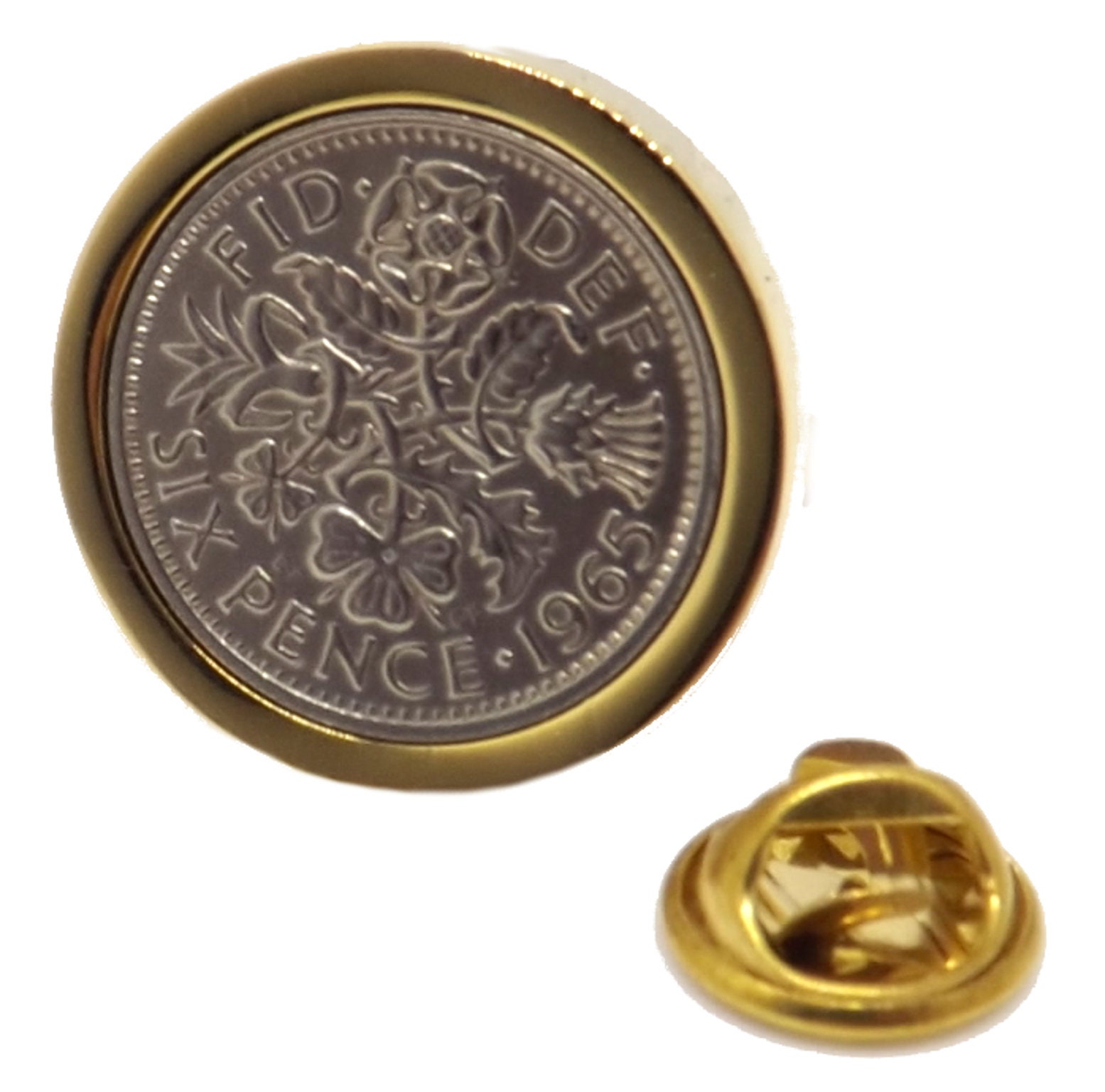 1965 Sixpence Silbermünze Metallstift Abzeichen Geburtsgeschenk Jahr 9Ct Goldplatte Mens Geschenk 59 Geburtstag Cuff Link 54. Jahrestag 54 Jahren von CufflinksDotDirect