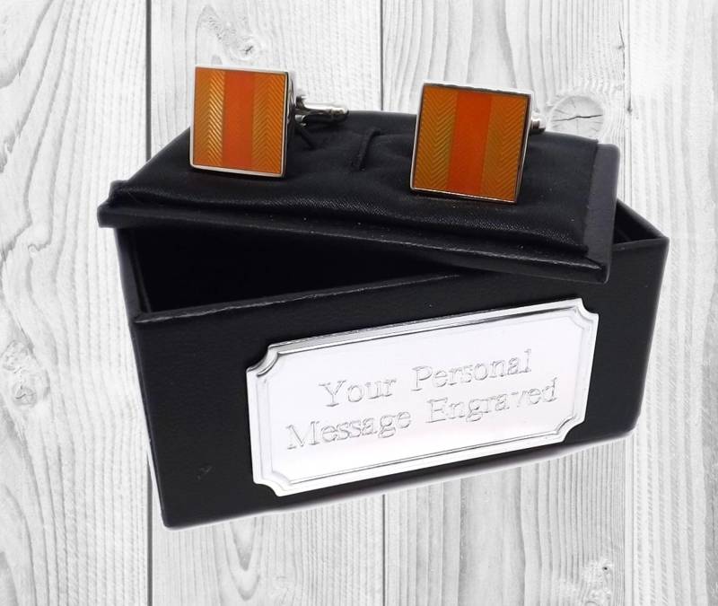 Orange Manschettenknöpfe Hochzeit Herren Bräutigam Retro Emaille Benutzerdefinierte von CufflinksDotDirect