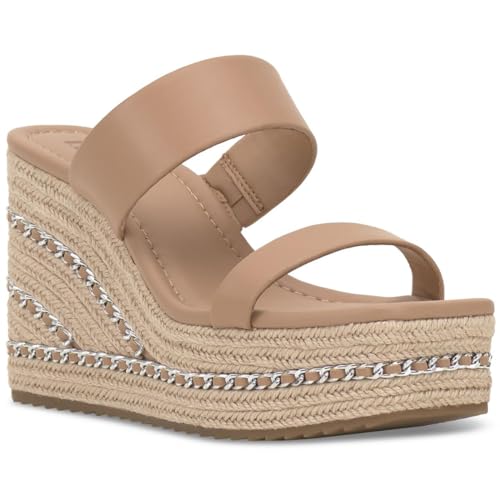 INC NYLANA Damen-Sandalen mit quadratischem Zehenbereich, Synthetik-Keilabsatz, Dark Almond, 40.5 EU von CufflinksInc