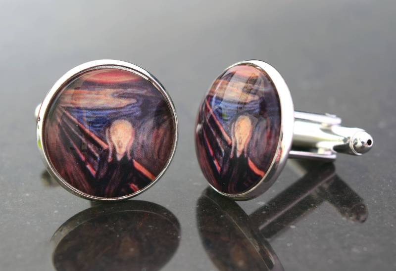 Der Schrei, Edvard Munch Manschettenknöpfe. Einzigartige Ungewöhnlichen Geschenk Für Den Kunstliebhaber. Kunst-Manschettenknöpfe. Silber, Gold von CuffsAndScruffs