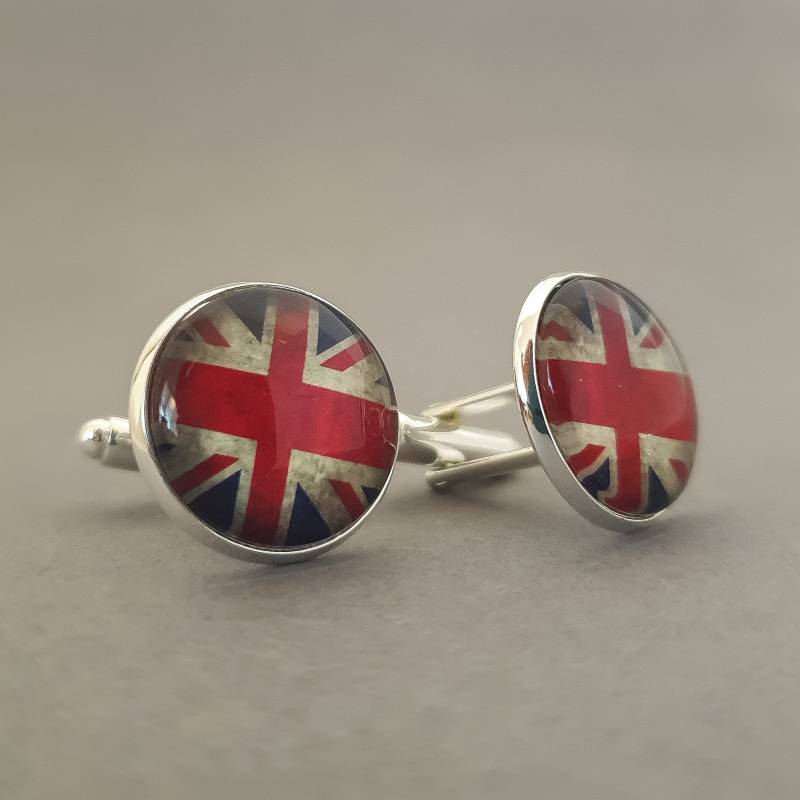 Manschettenknöpfe Mit Union Jack Flagge. Handgefertigt Auf Bestellung, Erhältlich in Silber - Und Goldplattierung Antikem Bronze-Finish von CuffsAndScruffs
