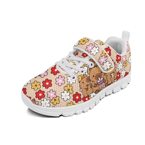 Cugasmaru Laufschuhe für Jungen und Mädchen, zum Reinschlüpfen, Tennisschuhe, Kinderschuhe, Capybara Floral, 18 EU von Cugasmaru