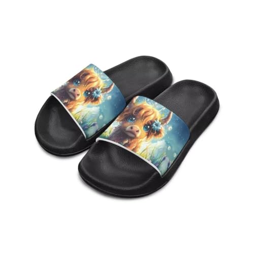 Cugasmaru Unisex-Slides für Mädchen und Jungen, bequeme Hausschuhe, rutschfest, Duschschuhe, modisch, dick, für drinnen und draußen, Geschenke, Highland Cow Bluely, 6 Big Kid Cugasmaru Unisex-Slides für Mädchen und Jungen, bequeme Hausschuhe, rutschfest, Duschschuhe, modisch, dick, für drinnen und draußen, Geschenke, Highland Cow Bluely, 6 Big Kid von Cugasmaru