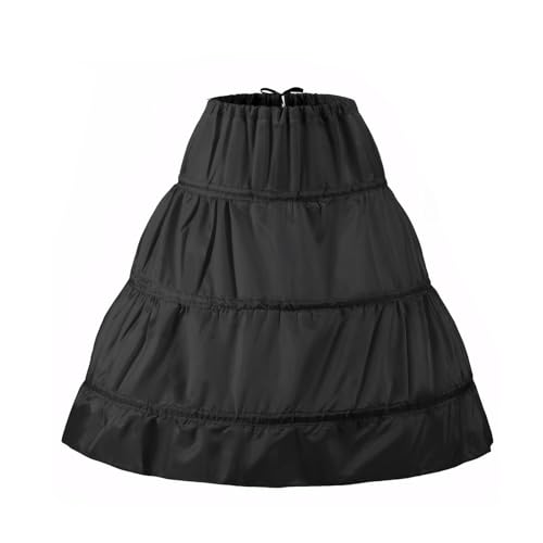 3 Creolen Petticoat Reifrock, Kinder Mädchen Reifrock,Reifrock Kinder Crinoline, Reifrock Mädchen Unterrock, Halber Slip Mädchen für Prinzessin Kleid Schwarz von Cuicany