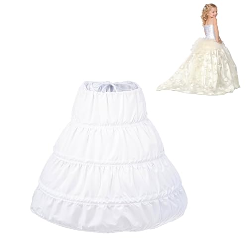 Kinder Mädchen Reifrock, 3 Creolen Petticoat Reifrock, Reifrock Kinder Crinoline, Reifrock Mädchen Unterrock, Halber Slip Mädchen für Prinzessin Kleid Weiß von Cuicany