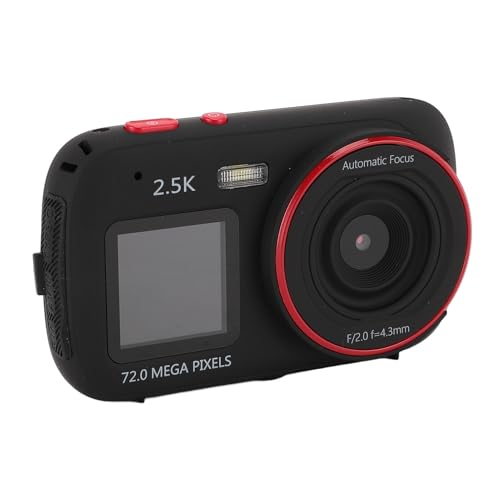 72MP Digitalkamera, HD Dual Display Screen Digital Point and Shoot Camera, 16x Zoom Auto Focus Anti -Shaking Compact Small Video Camera für Jungen Mädchen Kinder (Rosenrot) (White) (Rose) (Black) von Cuifati