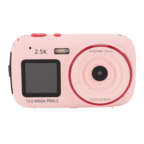 72MP Digitalkamera, HD Dual Display Screen Digital Point and Shoot Camera, 16x Zoom Auto Focus Anti -Shaking Compact Small Video Camera für Jungen Mädchen Kinder (Rosenrot) (White) (Rose) von Cuifati